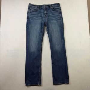 BKE Jeans Tyler Straight Leg Buckle Faded Medium Wash Denim Sz 34x34